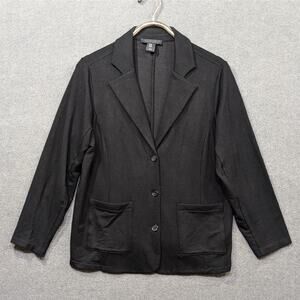 Tahari Unstructured Blazer Womens 1X Black Basic Pockets Career Casual Jacket
